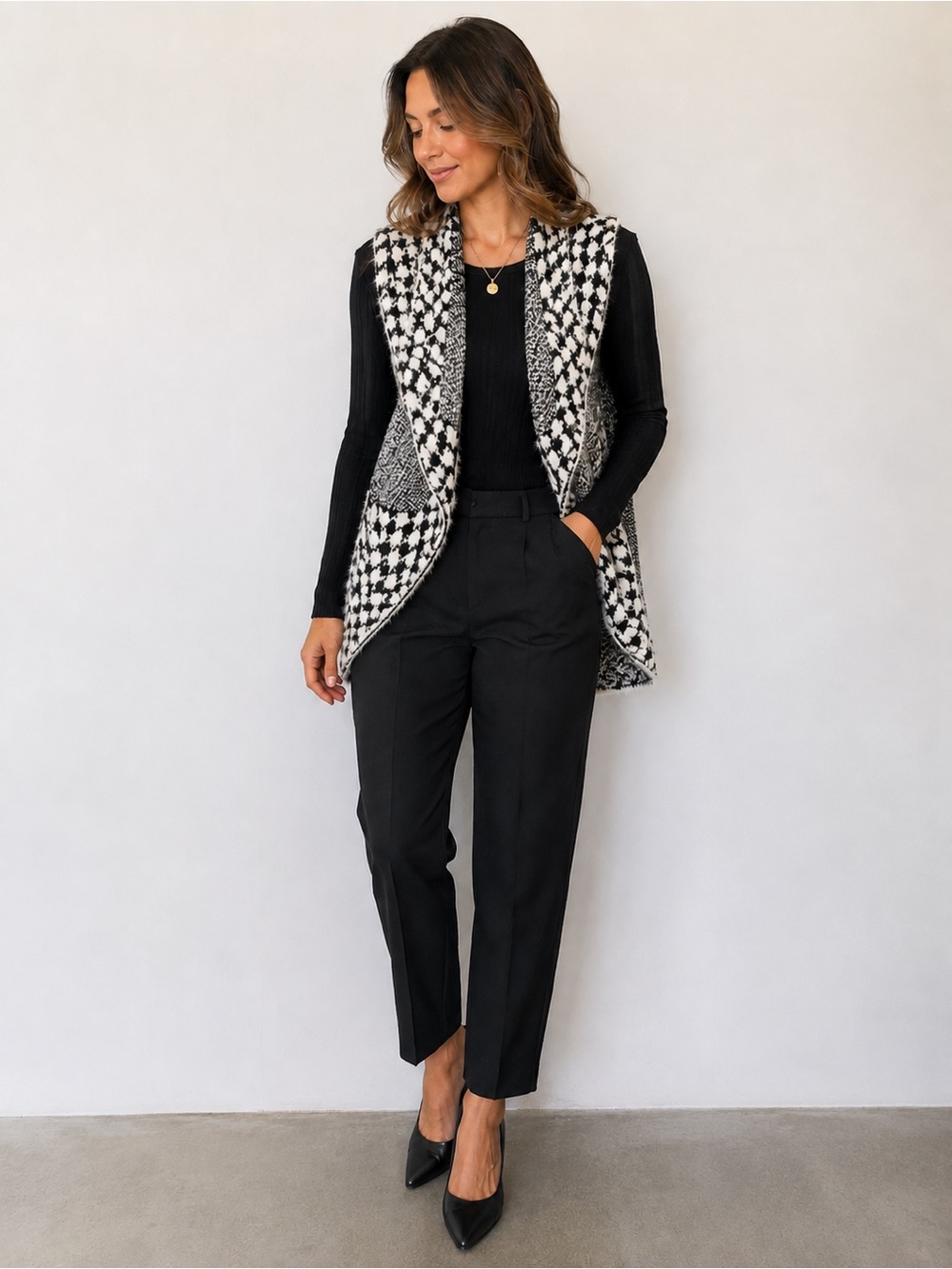 Black Petite Tailored High-Rise Trousers